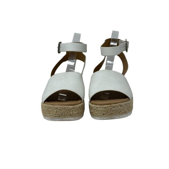 Soda Off White Wedge Open Toe Ankle Strap Sandals size 9 - Picture 9 of 10